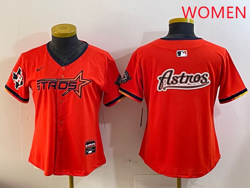 Women Houston Astros Blank Orange Three generations Joint Name 2025 Nike MLB Jersey style 17